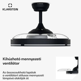 Klarstein AirFold, Okos mennyezeti ventilátor, Behúzható szárnyak, Dimmelhető LED fény, Okos