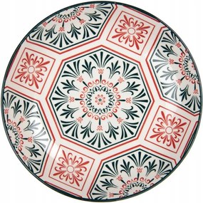 Piros-fekete reggeliző tányér Danique dekoratív csempe motívummal