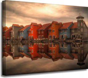 Vászonkép Színes holland házak 40x30 cm