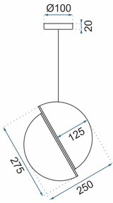 Szerszámlámpa, függő mennyezeti lámpa akril golyó 1xE27 APP481-1CP, fehér-arany, OSW-00598