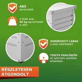 METALBOX fém tárolódoboz, 385L, 120×62×63cm, szürke Gardebruk