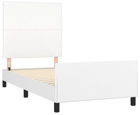 fehér műbőr ágykeret fejtámlával 90x190 cm
