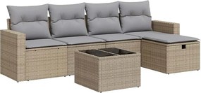 vidaXL 6 részes bézs polyrattan kerti ülőgarnitúra párnával