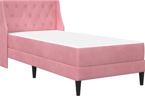 vidaXL Ágykeret matraccal Falra szerelhető 2 pcs Rózsaszín Bársony