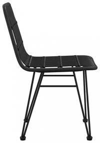 2 db fekete polietilén rattan kerti szék 48 x 62 x 84 cm