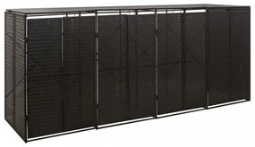 fekete polyrattan négyes kerekeskuka tárolófészer 274x80x117 cm