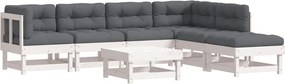 vidaXL 7 részes fehér tömör fa kerti ülőgarnitúra párnával