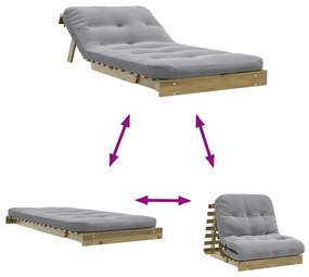 tömör impregnált fenyőfa futon kanapéágy matraccal 80x206x11 cm