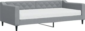 vidaXL világosszürke szövet kanapéágy matraccal 90x200 cm