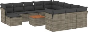 vidaXL 13 részes szürke polyrattan kerti ülőgarnitúra párnákkal