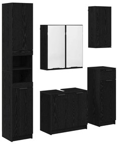 vidaXL Fürdőszoba bútor szett fiókkal 5 pcs Fekete tölgy Faanyag
