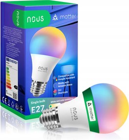 Nous P3 intelligens Wifi Rgb izzó E27, Matterrel kompatibilis