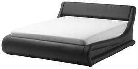 Fekete műbőr ágyneműtartós franciaágy 180 x 200 cm AVIGNON Beliani