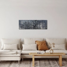 Kép - Fa sziluettek levelekkel (órával) (90x30 cm)