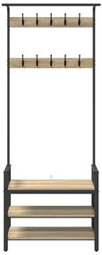 Kabáthorog polcokkal sonoma tölgy 75 x 34 x 184 cm Faanyag
