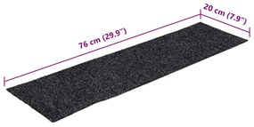 30 db szürke lépcsőszőnyeg öntapadós téglalap alakú 76x20 cm