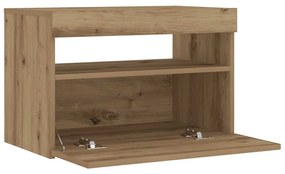 Éjjeli szekrény LED lámpákkal kézműves tölgy 60x35x40 cm