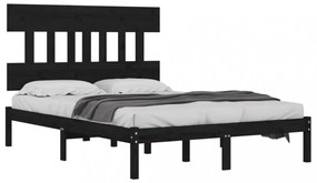 King Size fekete tömör fa ágykeret 150 x 200 cm
