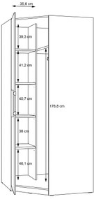 Sarok gardróbszekrény MARO 94x213 cm artisan tölgy