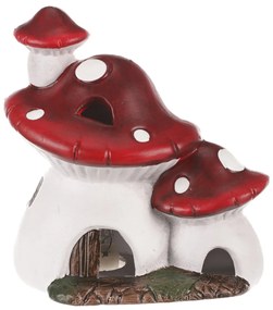 Őszi LED dekoráció Gomba világító házikó, 14 x 10x 15 cm, kerámia