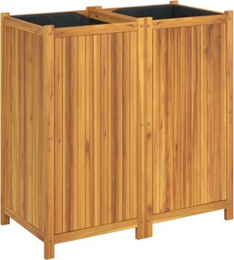 vidaXL tömör akácfa kerti virágtartó béléssel 100 x 50 x 100 cm