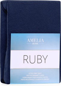 Sötétkék gumis frottír lepedő 140x200 cm Ruby – Restilo