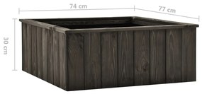 Sötétszürke tömör fenyőfa magaságyás 74 x 77 x 30 cm