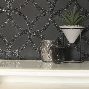 Arthouse Signature 1 Sequin Geometric fekete flitteres vlies tapéta – 921708