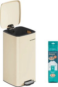 Konyhai szemetes, 30L, rozsdamentes acél, homok bézs