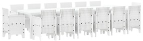 15 Darabos Kerti Étkező Garnitúra Fehér Polirattan, Kert Asztal Fehér 200x100x73 cm Polirattan, Kert Asztal Fehér 150x100x73 cm Polirattan, Kert Székek 2 db Fehér Polirattan, Kert Székek 4 db Fehér Polirattan