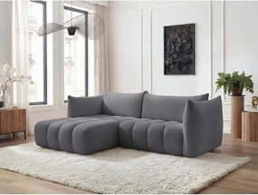 Szürke buklé sarokkanapé (bal oldali-heverő résszel) Azra – Bobochic Paris