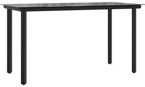 7 részes fekete polyrattan kerti étkezőgarnitúra párnával