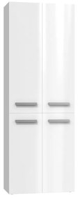 Aldabra 2K DD fürdőszoba szekrény, 60x174x30 cm, fényes fehér