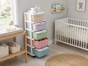 Görgős polcrendszer fiókokkal TONES 97x36x36 cm, színes kivitel