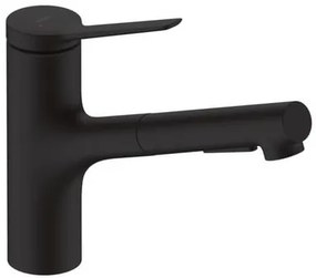 Hansgrohe Zesis mosogató csaptelep kihúzható zuhannyal, 2 áram fekete matt 74800670