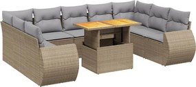 vidaXL 10 részes bézs polyrattan kerti ülőgarnitúra párnával