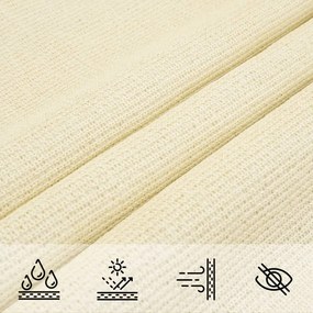 krémszínű HDPE napvitorla 160 g/m² 4 x 4 x 5,8 m