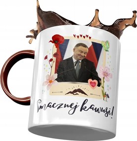 Bordó bögre Andrzej Duda PiS elnök Ajándék Nyomtatott fényképpel