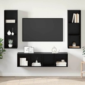 TV Szekrény Szett 3 pcs Musta tammi 37 x 37 x 142.5 cm Faanyag
