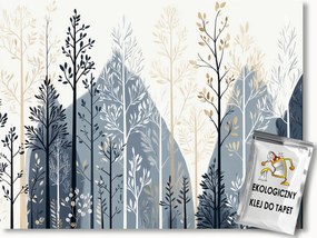 Fotótapéta Flizelina Grafika Természet Fák Erdő Hegyek Scandi 152,5x104 ragasztó