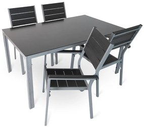 Fargo 2 kerti asztalkészlet, téglalap - 4 üléses, fekete / szürke