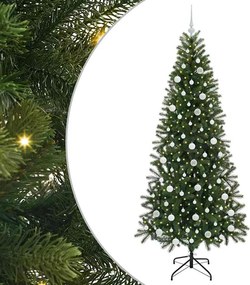 vidaXL Mű karácsonyfa 300 LED-del állvánnyal Zöld 210 cm PE és PVC