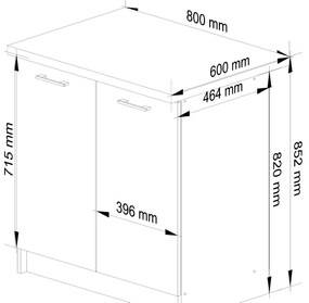 Alsó konyhaszekrény Organo 80 2D (fehér + grafit). 1117545