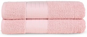 Rózsaszín frottír pamut fürdőlepedő szett 2 db-os 70x140 cm – Good Morning