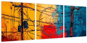 Kép - Absztrakt elektromos vezetékek (órával) (90x30 cm)