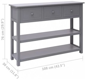 szürke tömör császárfa tálalószekrény 108 x 30 x 76 cm
