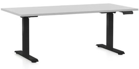 OfficeTech D állítható magasságú asztal, 160 x 80 cm, fekete alap, világosszürke