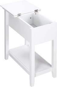 HOMCOM Éjjeli Szófaasztal Fölnyitható Fedéllel, Tároló Polccal és Rejtett Kábelnyílással, 60.5x32.5x70 cm, Fehér | Aosom