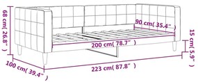 világosszürke bársony kanapéágy 90 x 200 cm