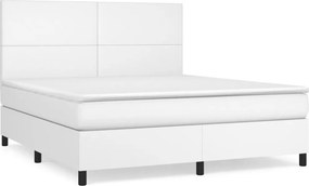 vidaXL fehér műbőr rugós ágy matraccal 180 x 200 cm